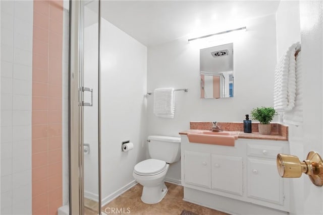 3441 Lilly Ave, Long Beach, CA 90808 - bathroom featuring vanity, a stall shower, toilet, and tile patterned flooring