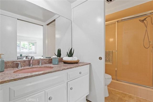 3441 Lilly Ave, Long Beach, CA 90808 - full bath featuring a stall shower, vanity, toilet, and tile patterned floors