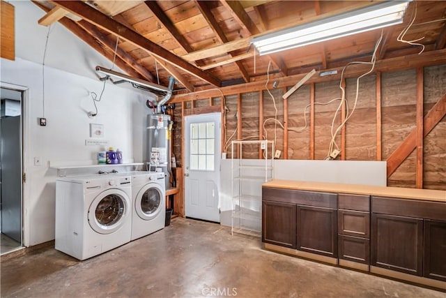 24438 Sage Ave, Boron, CA 93516 - basement with washing machine and clothes dryer, gas water heater, and wooden ceiling