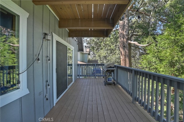 197 Weisshorn Dr, Crestline, CA 92325 - wooden terrace featuring grilling area