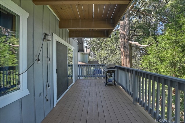 197 Weisshorn Dr, Crestline, CA 92325 - wooden terrace featuring area for grilling