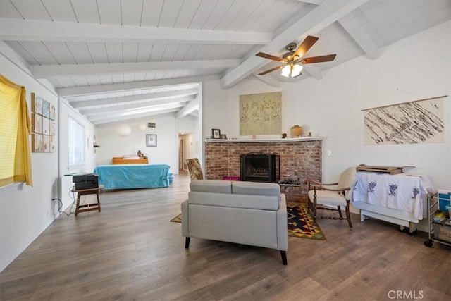 508 Woodland Dr, Los Osos, CA 93402 - bedroom with wood finished floors, a fireplace, and a ceiling fan