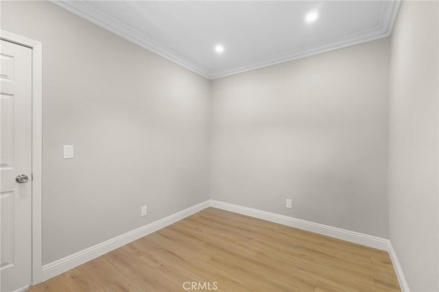 208 W Caldwell St, Compton, CA 90220 - empty room with ornamental molding, light wood finished floors, baseboards, and recessed lighting