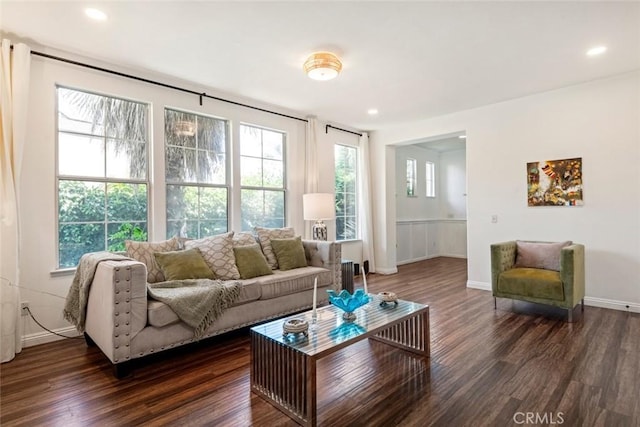 27636 Brentstone Way, Murrieta, CA 92563 - living room with dark wood finished floors, plenty of natural light, recessed lighting, and baseboards