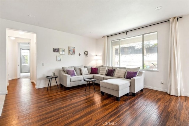 27636 Brentstone Way, Murrieta, CA 92563 - living area with dark wood-style floors, baseboards, and recessed lighting