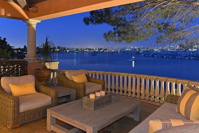 741 Rosecrans, San Diego, CA 92106 - patio at night featuring a water view