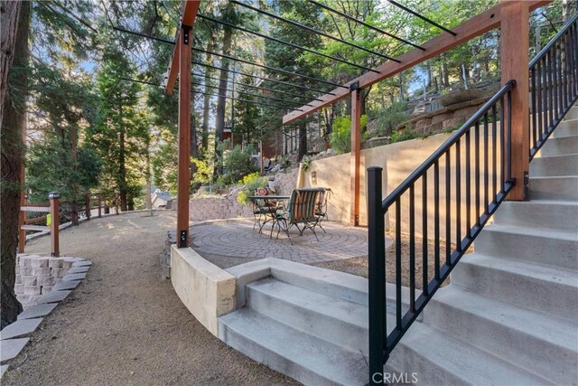 217 Crest Cir, Lake Arrowhead, CA 92352 - view of patio with stairway