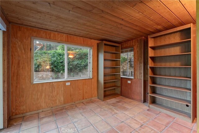 217 Crest Cir, Lake Arrowhead, CA 92352 - unfurnished room featuring wooden ceiling, plenty of natural light, and wood walls