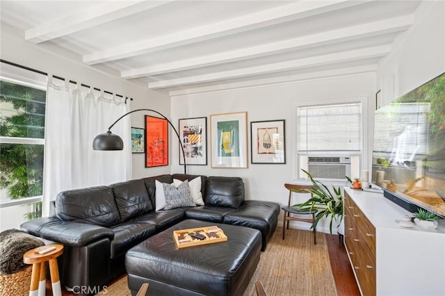 295 Wave St, Laguna Beach, CA 92651 - living area featuring beam ceiling and wood finished floors