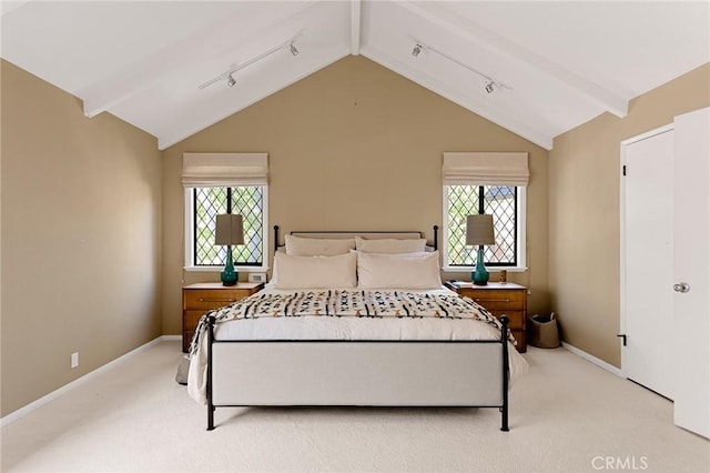 951 Osprey Ln, Lake Arrowhead, CA 92352 - bedroom with rail lighting, light carpet, and baseboards