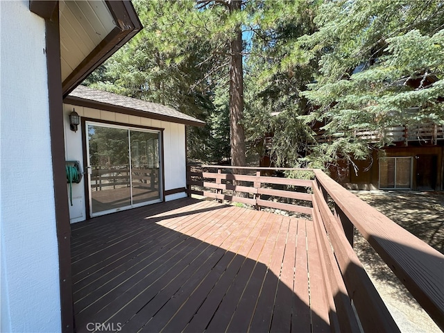 1928 Wilderness Rd, Running Springs, CA 92382 - wooden terrace featuring view of scattered trees