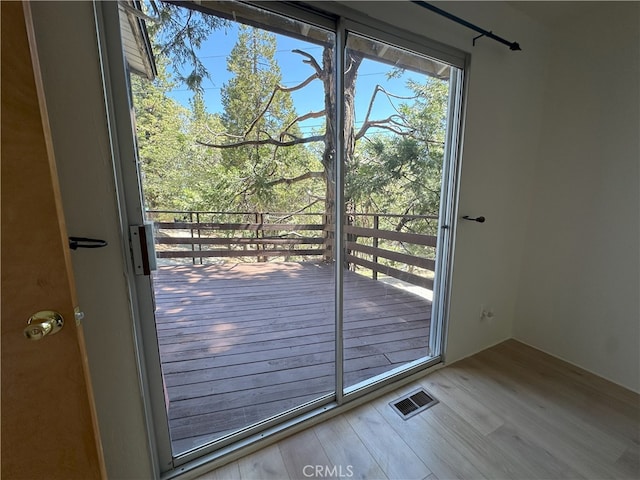 1928 Wilderness Rd, Running Springs, CA 92382 - doorway to outside with wood finished floors