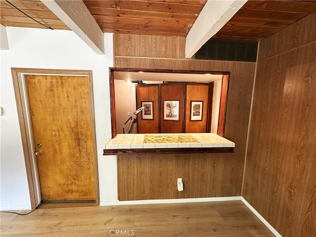 1928 Wilderness Rd, Running Springs, CA 92382 - bar with wood ceiling, wood finished floors, wooden walls, and baseboards