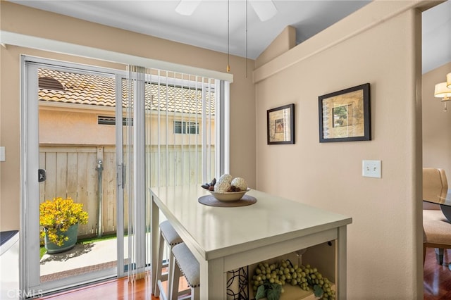 23981 Via Astuto, Murrieta, CA 92562 - dining room featuring wood finished floors and a ceiling fan