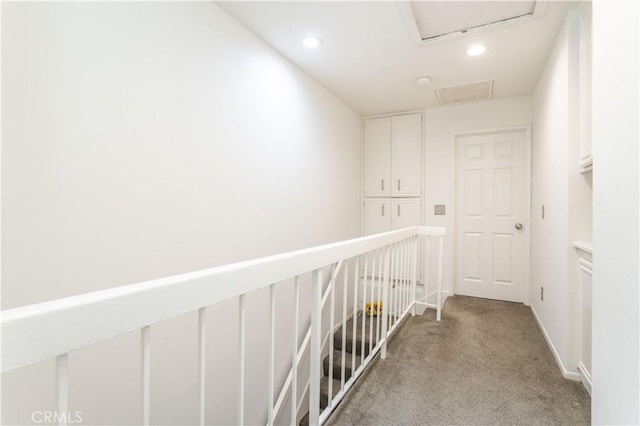 5538 Las Virgenes Rd Unit 142, Calabasas, CA 91302 - hall with carpet flooring, attic access, recessed lighting, and baseboards