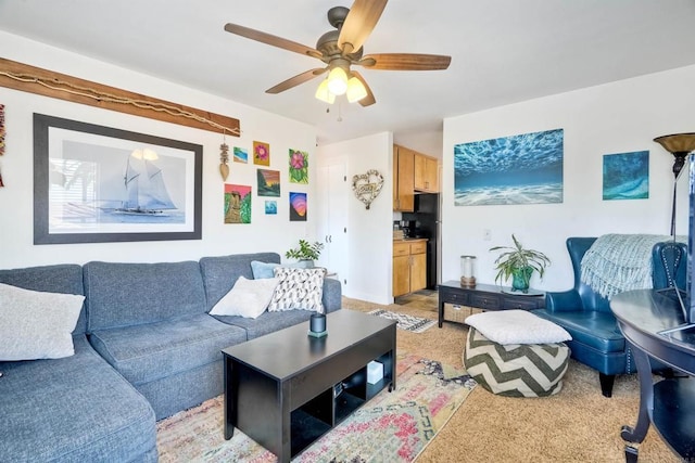 1080 Buena Pl, Carlsbad, CA 92008 - living room featuring ceiling fan and light colored carpet