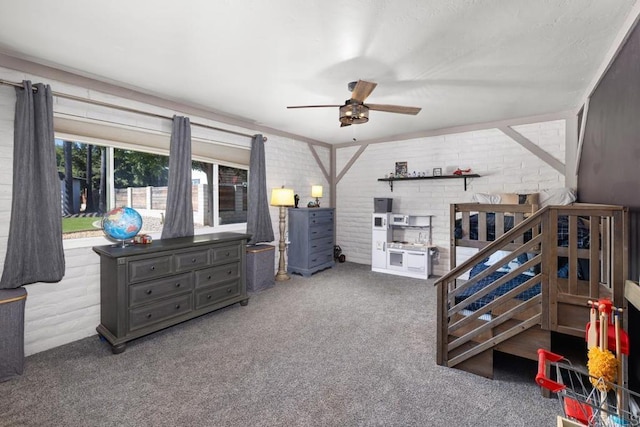 9739 Carta Ln, El Cajon, CA 92021 - bedroom with carpet floors and brick wall