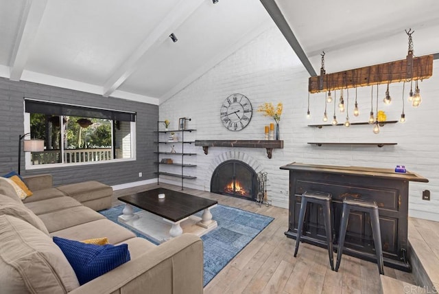 9739 Carta Ln, El Cajon, CA 92021 - living room with wood-type flooring and a brick fireplace