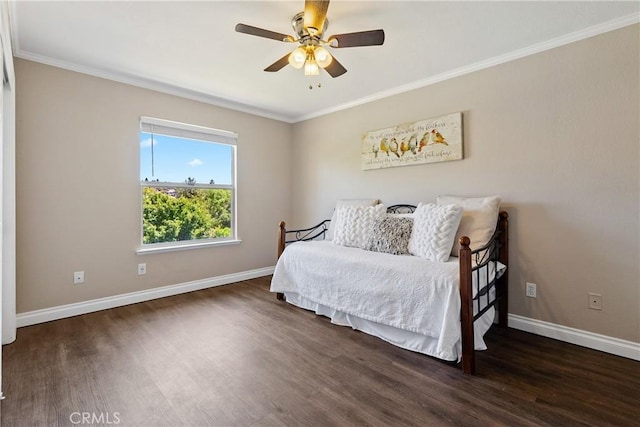 1534 Via Arroyo, Paso Robles, CA 93446 - bedroom featuring wood finished floors, baseboards, ornamental molding, and a ceiling fan