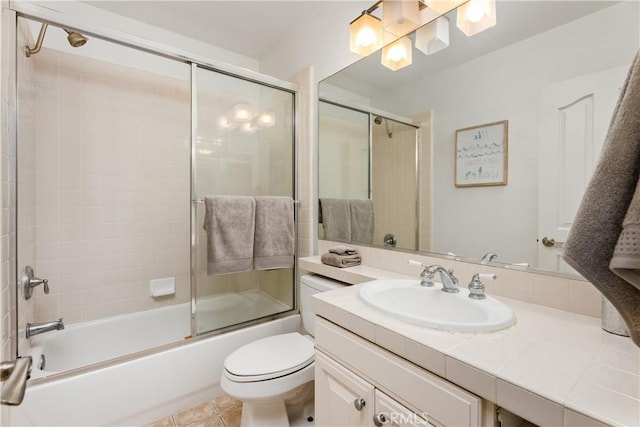 6249 Pacific Pointe Dr Unit 16, Huntington Beach, CA 92648 - full bathroom with vanity, toilet, enclosed tub / shower combo, and tile patterned floors