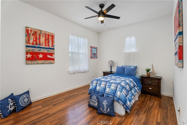 6249 Pacific Pointe Dr Unit 16, Huntington Beach, CA 92648 - bedroom featuring wood finished floors, baseboards, and a ceiling fan