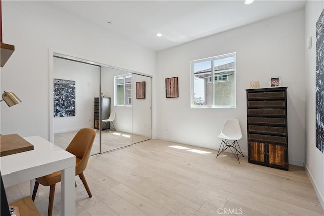 1746 Garfield Pl Unit 203, Los Angeles, CA 90028 - home office featuring light wood-style floors, recessed lighting, and baseboards