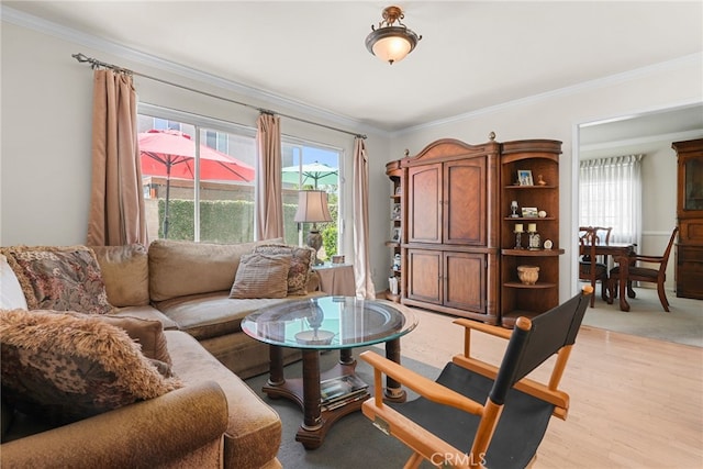 15058 Providence Ln, North Hills, CA 91343 - living room featuring crown molding and light wood-style flooring