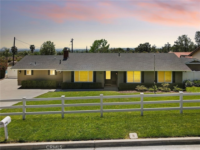 8729 Hillside Rd, Rancho Cucamonga, CA 91701 - ranch-style house with a shingled roof and concrete driveway