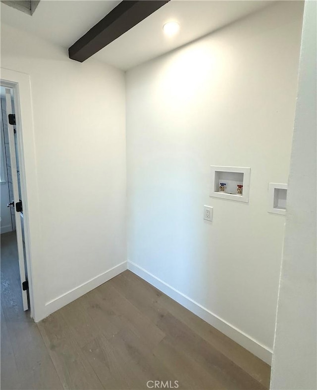 16913 Covello St, Van Nuys, CA 91406 - laundry room featuring hookup for a washing machine, wood finished floors, and recessed lighting