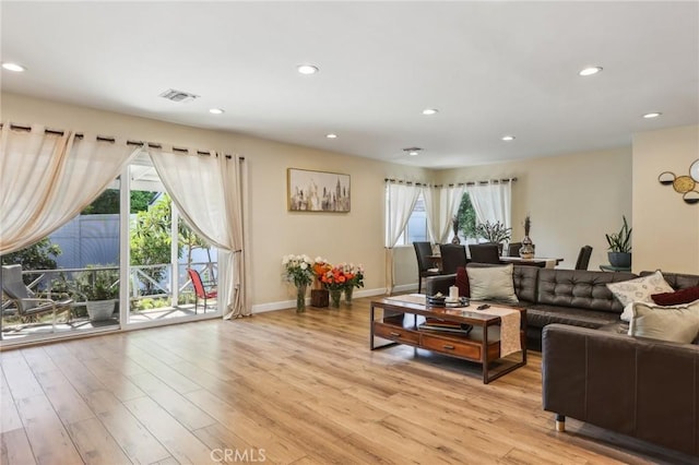 7117 Vanscoy Ave, North Hollywood, CA 91605 - living room featuring light wood-type flooring, recessed lighting, and baseboards