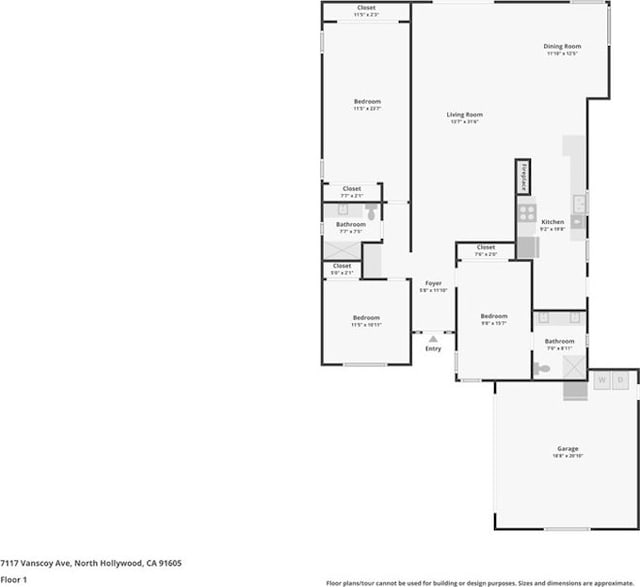 7117 Vanscoy Ave, North Hollywood, CA 91605 - floor plan / room layout