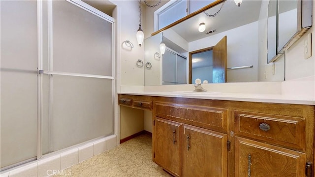 20061 Seneca Rd, Apple Valley, CA 92307 - full bathroom featuring vanity and a shower with door