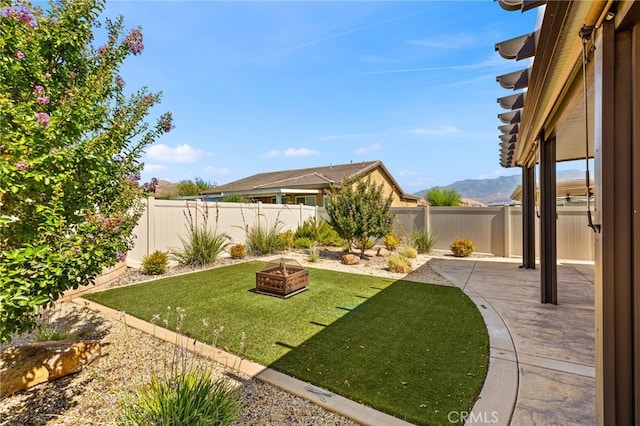 1536 Williamson, Beaumont, CA 92223 - view of yard with a fire pit, a patio, and a mountain view
