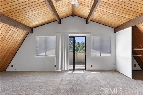 28921 Bear Valley Rd, Tehachapi, CA 93561 - carpeted empty room with wooden ceiling and a ceiling fan
