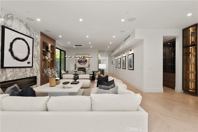 4211 Agnes Ave, Studio City, CA 91604 - living area featuring baseboards, recessed lighting, and built in features