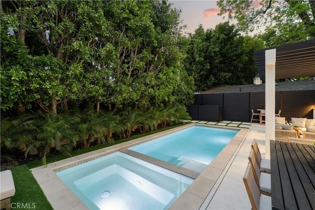4211 Agnes Ave, Studio City, CA 91604 - pool at dusk with an in-ground hot tub
