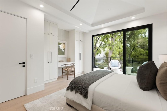 4211 Agnes Ave, Studio City, CA 91604 - bedroom with light wood-type flooring, recessed lighting, and access to outside