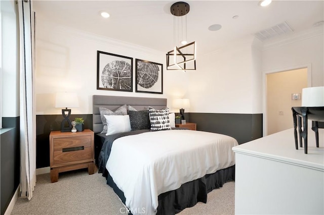 2317 W Broadway, Anaheim, CA 92804 - bedroom with crown molding, light colored carpet, and recessed lighting