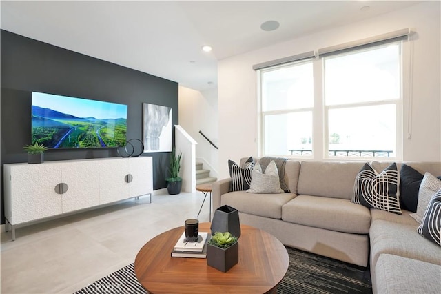 2317 W Broadway, Anaheim, CA 92804 - living room featuring stairway and recessed lighting