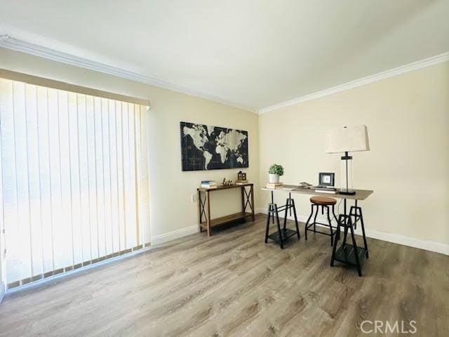 2179 Via Puerta Unit Q, Laguna Woods, CA 92637 - office space with wood finished floors, ornamental molding, and baseboards