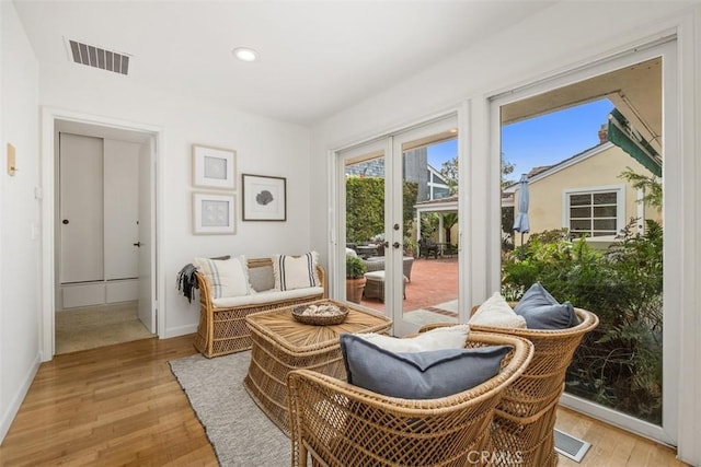 27 S La Senda Dr, Laguna Beach, CA 92651 - living area with light wood-style flooring, french doors, recessed lighting, and baseboards
