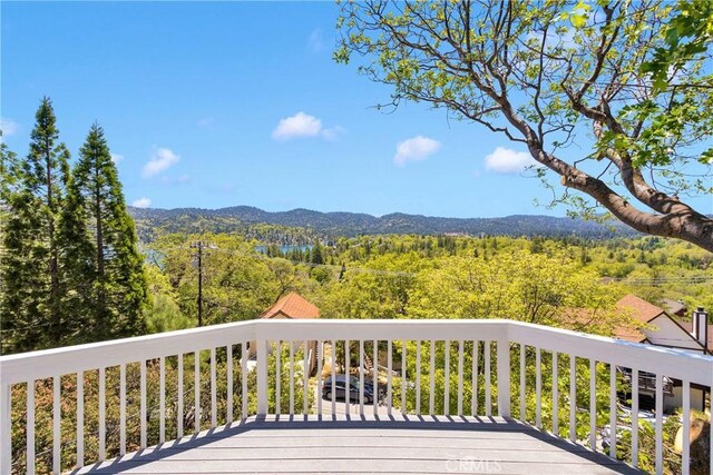 28720 Zion Dr, Lake Arrowhead, CA 92352 - deck with a wooded view and a mountain view