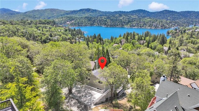 28720 Zion Dr, Lake Arrowhead, CA 92352 - drone / aerial view of a water and mountain view