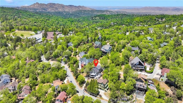 28720 Zion Dr, Lake Arrowhead, CA 92352 - aerial view of residential area with a forest and a mountain backdrop