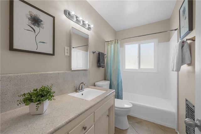 1840 W Southgate Ave, Fullerton, CA 92833 - full bath with toilet, vanity, tile patterned flooring, and shower / bath combo