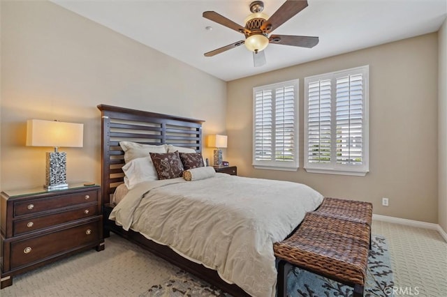 45 Brownstone Way, Aliso Viejo, CA 92656 - bedroom with light colored carpet, baseboards, and ceiling fan