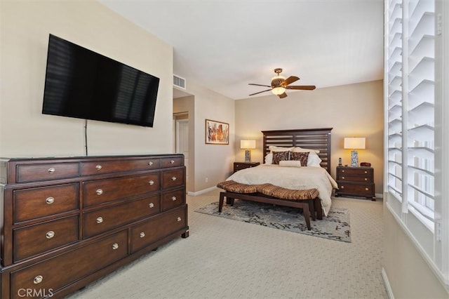 45 Brownstone Way, Aliso Viejo, CA 92656 - bedroom with light colored carpet, baseboards, and a ceiling fan