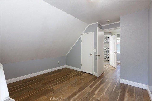 799 Fern Dr, Crestline, CA 92325 - additional living space featuring baseboards, wood finished floors, and lofted ceiling