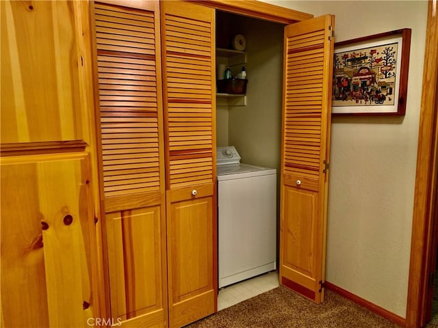 762 Esquimoux Dr, Green Valley Lake, CA 92341 - laundry area with washer / dryer and light carpet