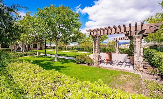 26941 Redwood Bluff Ln, Valencia, CA 91381 - view of yard with a pergola and a patio area